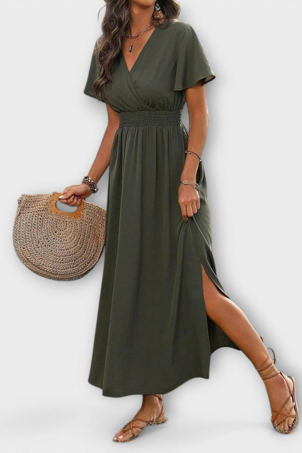 Heather - Elegantes Boho Kleid mit V-Ausschnitt und langen Ärmeln