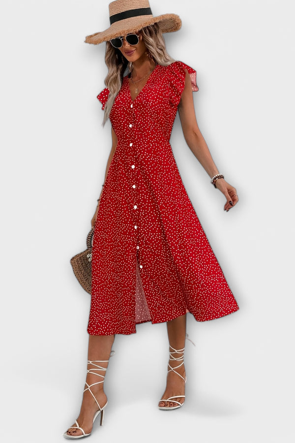 Schickes Polka-Dot-Midi-Kleid
