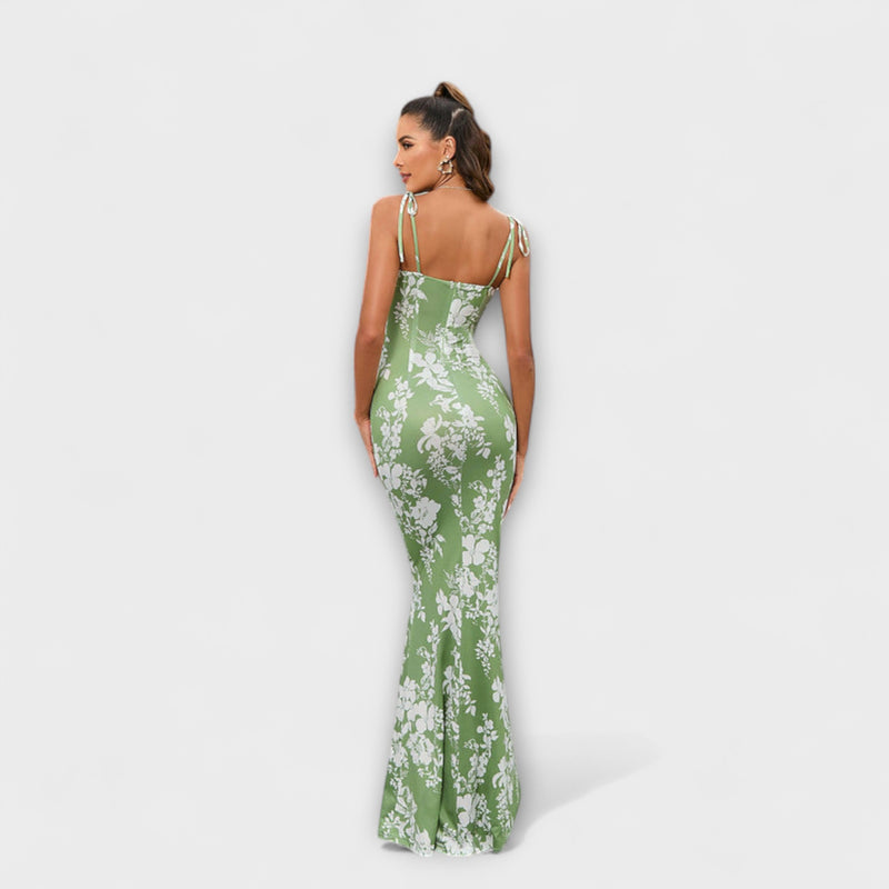 Thalia - Floral Print Prom Dress mit gebundenen Schulterträgern