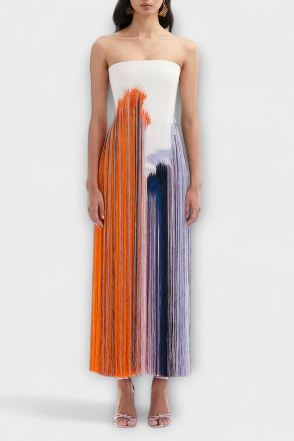 Summer - Schickes Colorblock-Kleid mit trendigen Quasten