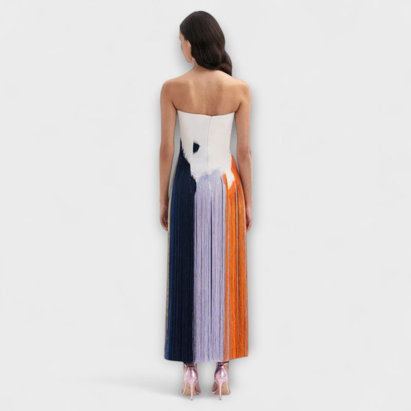 Summer - Schickes Colorblock-Kleid mit trendigen Quasten