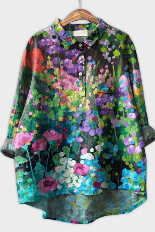 Magdalena - Handgemachte Damenbluse mit floralem Design