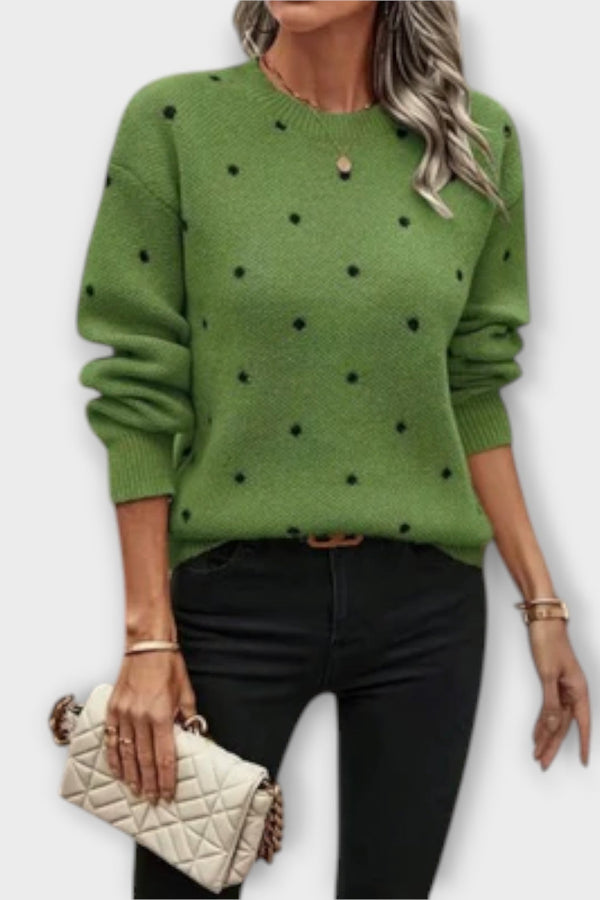 Ava – lässiger langärmliger strickpullover mit tupfenmuster