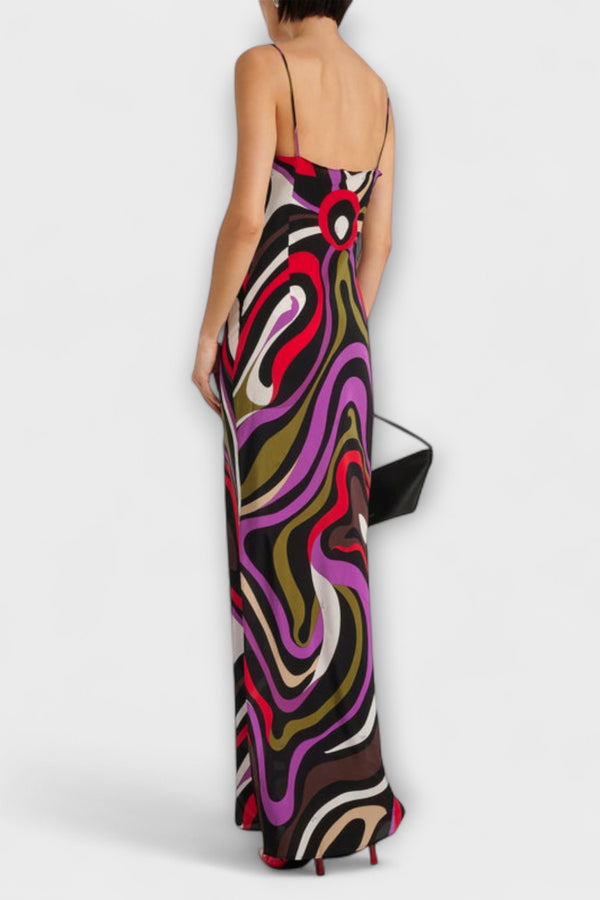 Daphne - Maxi-Kleid im Marmor-Druck