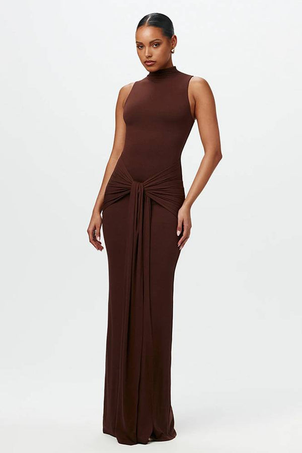 Calista - Schickes geknotetes Maxikleid aus fließendem Chiffon