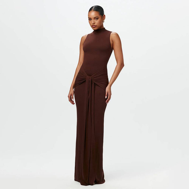 Calista - Schickes geknotetes Maxikleid aus fließendem Chiffon