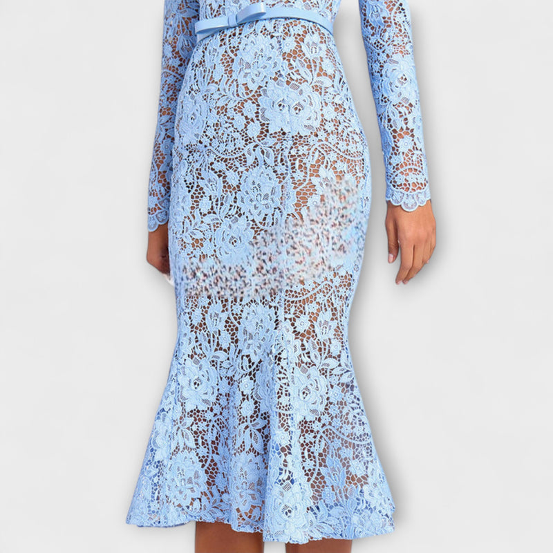 Freya - Elegantes Midi-Kleid aus floraler Spitze