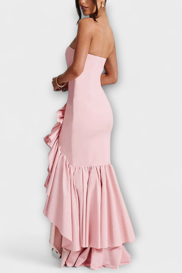 Zuri - Off-Shoulder Slim Fit Maxikleid mit asymmetrischem Saum