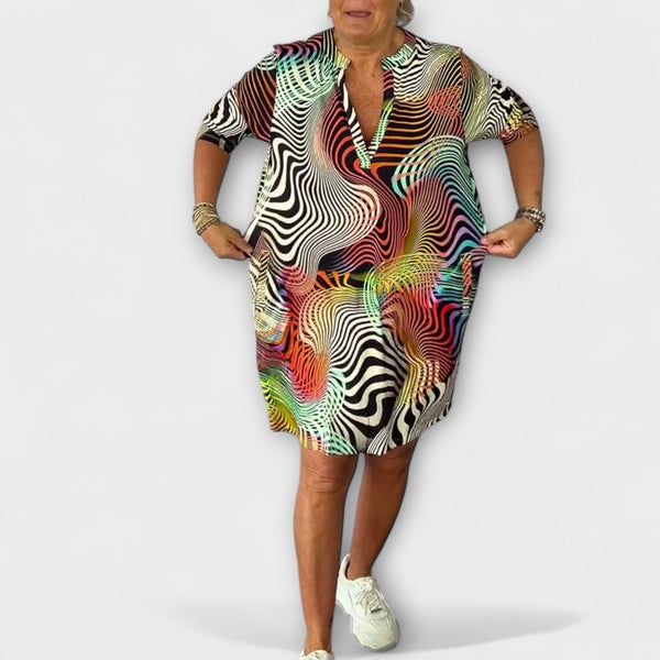 Liora - Buntes Kleid mit V-Ausschnitt