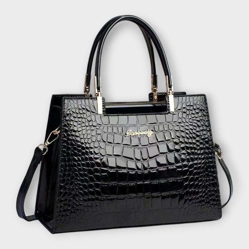 Lora. -  Glänzende Krokodilledermuster-Handtasche