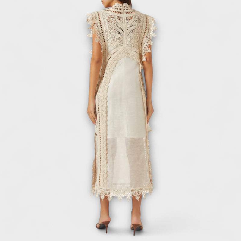 Mira - Gewebtes Hohles Organza Maxikleid