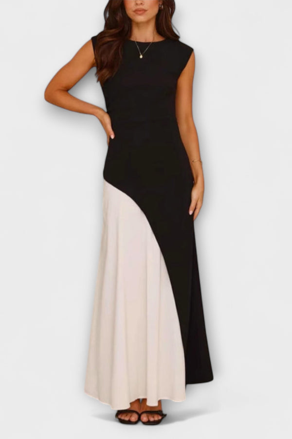 Isabel - Monochrome Farbblock Taillenkleid