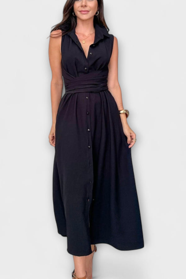 Mira - Auffälliges, einreihiges Midi-Kleid mit Bindedetail