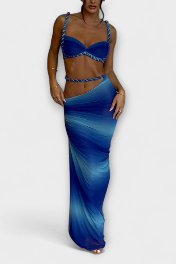 Jane - Schickes Gradient Zopf Crop Top & Overskirt Duo