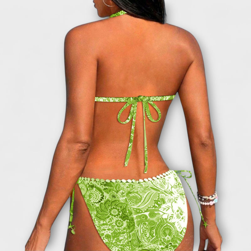 Valerie - Lebhaftes Spitzen-Bikini mit Halsband