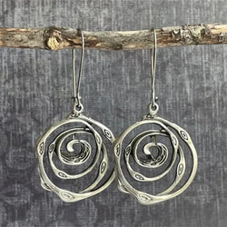 Retro Silber Ohrringe im Labyrinth-Design