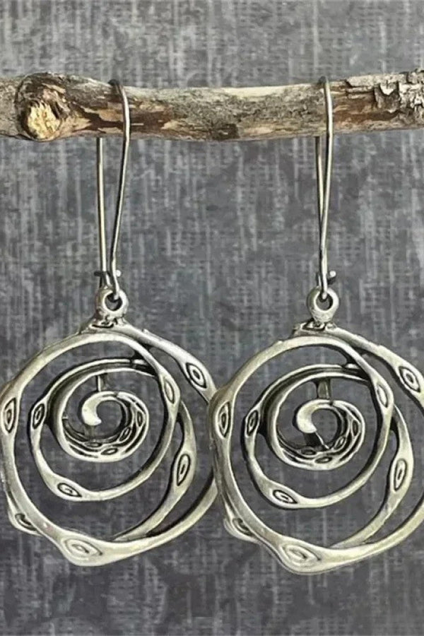 Retro Silber Ohrringe im Labyrinth-Design