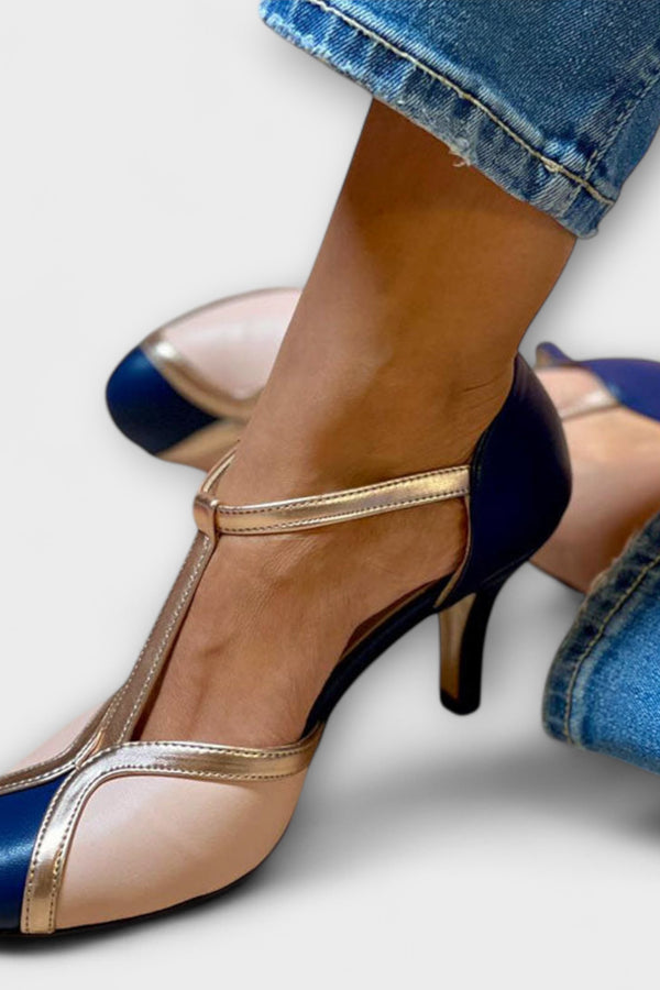 Alessia – Zweifarbige T-Strap Eleganz