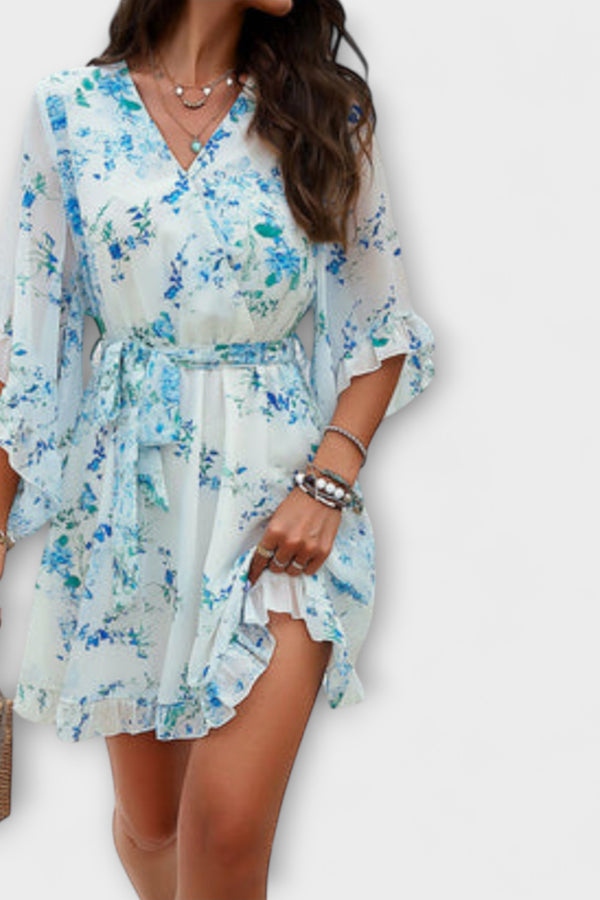 Lina - Damen Midi Kleid mit Blumenmuster