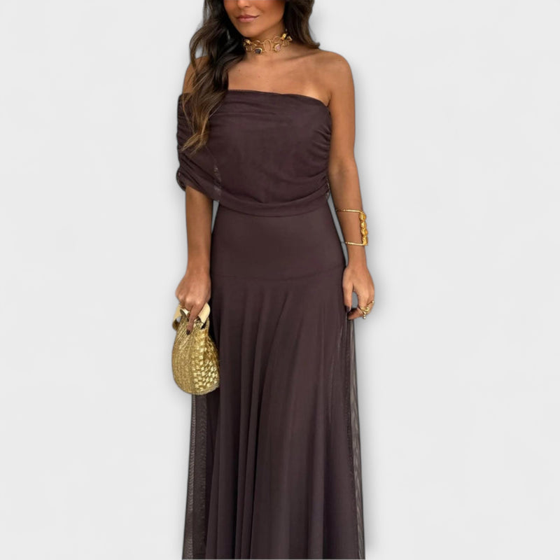 Meadow - Toledo Ein-Schulter Mesh Maxi Kleid