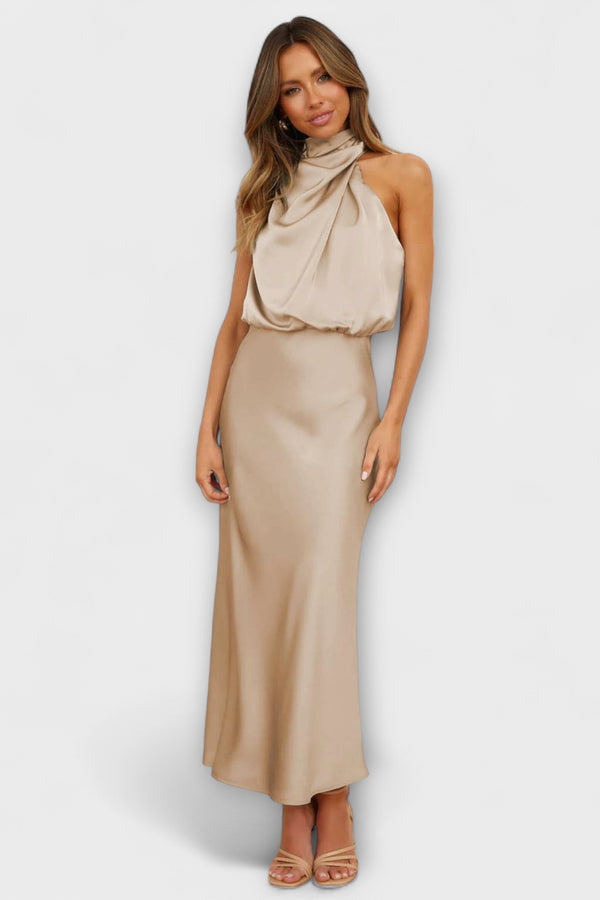 Elegantes Halter-Maxikleid in sommerlichem Gelb