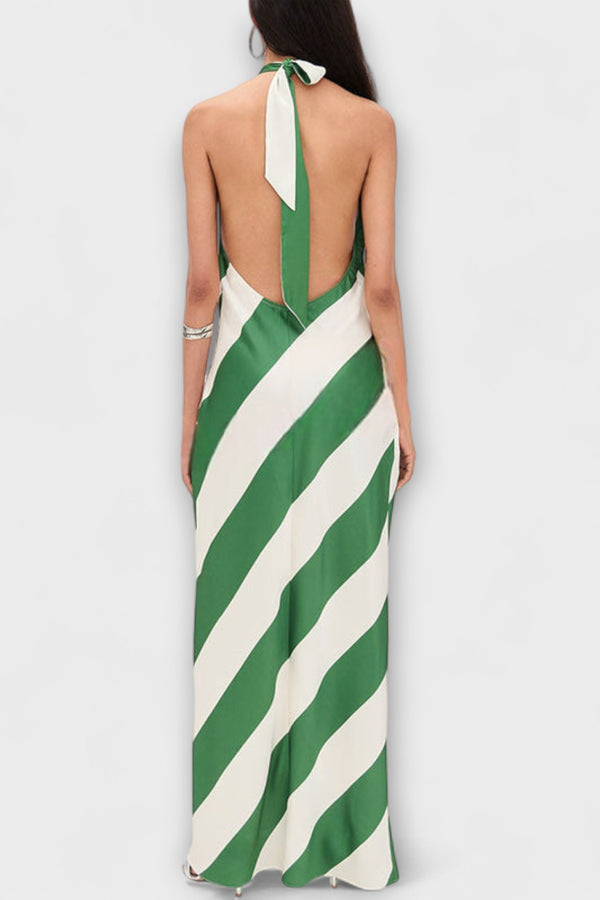 Marlowe - Streifenmuster Halter Rückenfreies Maxikleid