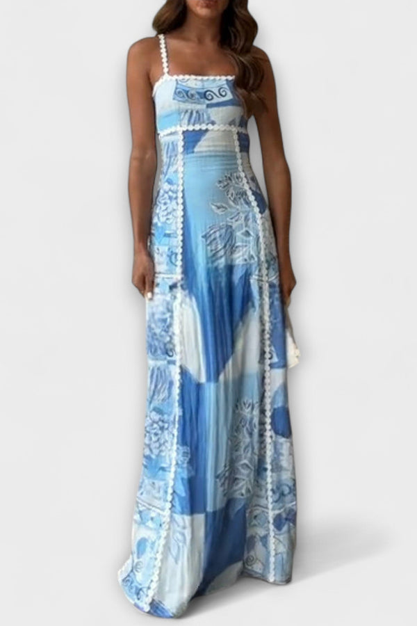 Terazza Ric Rac - Slip Flared Leinen Maxikleid