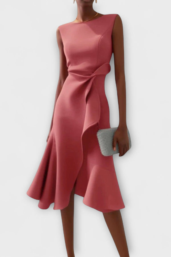 Juliette – Drapiertes asymmetrisches Midikleid