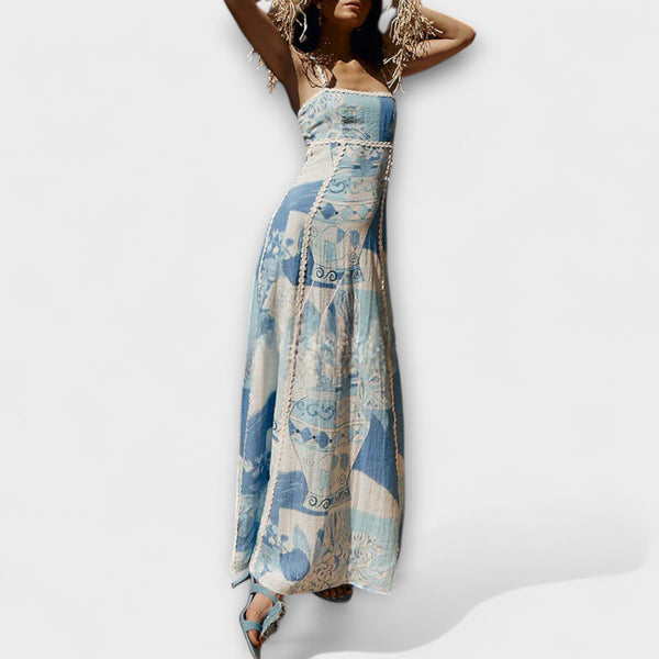 Terazza Ric Rac - Slip Flared Leinen Maxikleid
