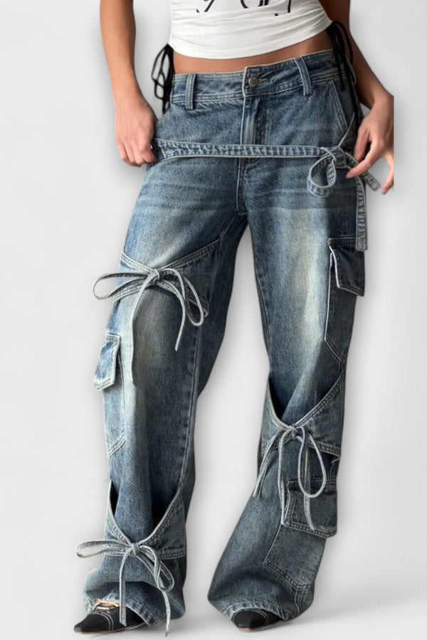 Paloma - Utility Denim Jeans mit Knotendetail