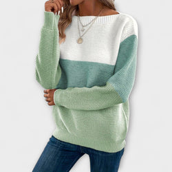 Clara - Eleganter dreifarbiger Patchwork-Pullover