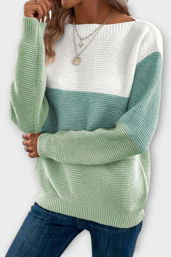 Clara - Eleganter dreifarbiger Patchwork-Pullover