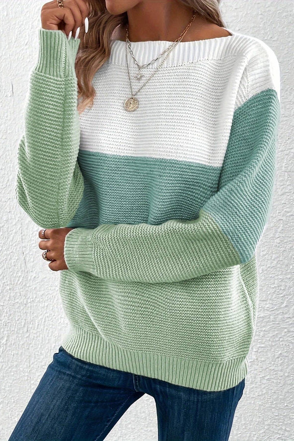 Clara - Eleganter dreifarbiger Patchwork-Pullover