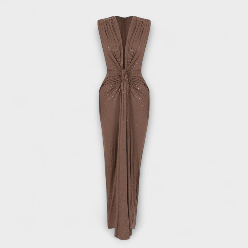 Thea - Maxikleid mit tiefem V-Ausschnitt