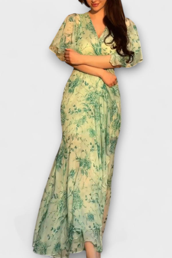 Lana - Schickes Floral V-Ausschnitt Kleid