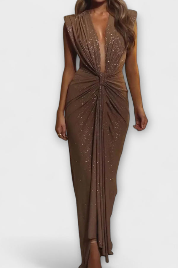 Thea - Maxikleid mit tiefem V-Ausschnitt