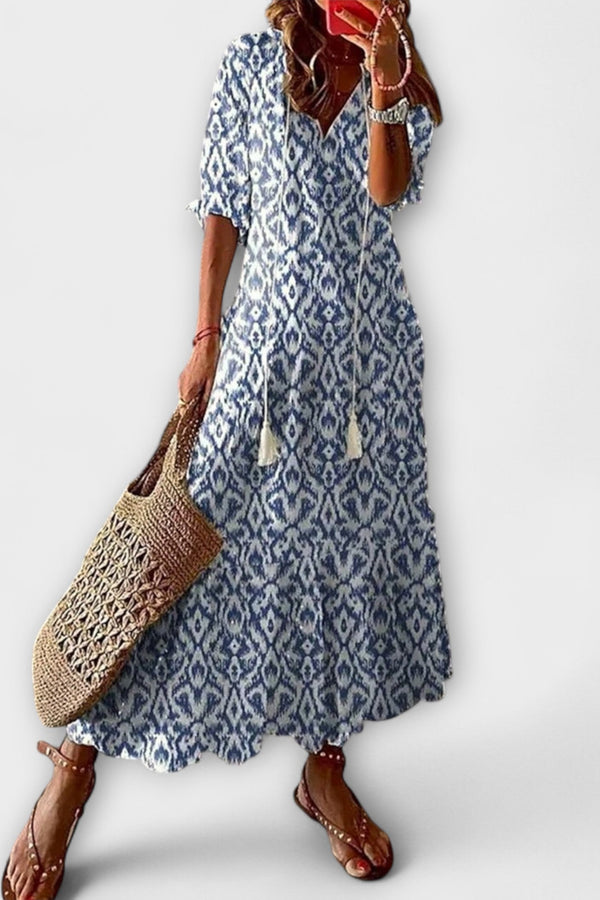 Anna – Damen Bohemian Sommerkleid mit Fließender Silhouette