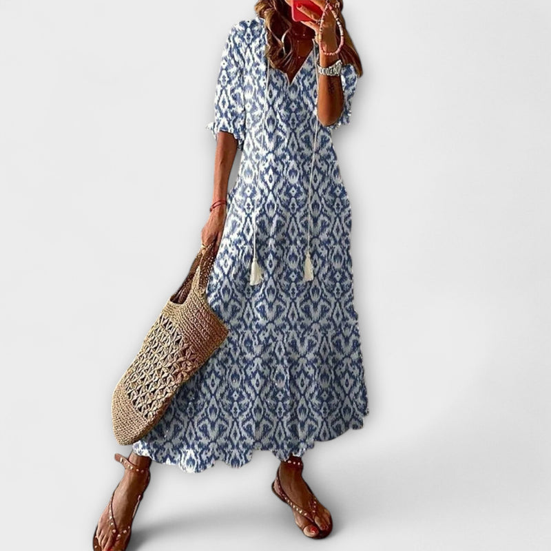 Anna – Damen Bohemian Sommerkleid mit Fließender Silhouette