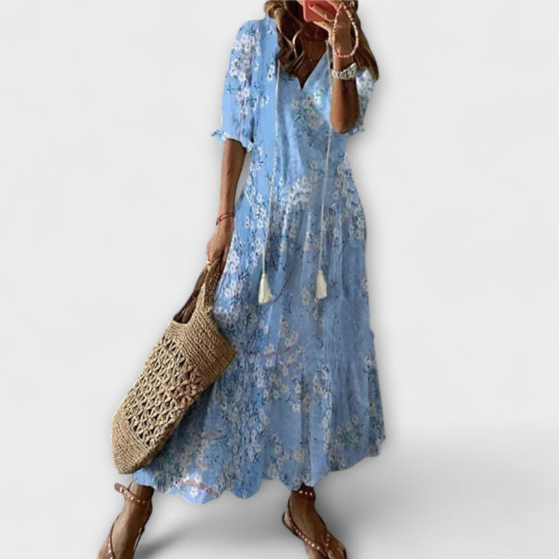 Anna – Damen Bohemian Sommerkleid mit Fließender Silhouette