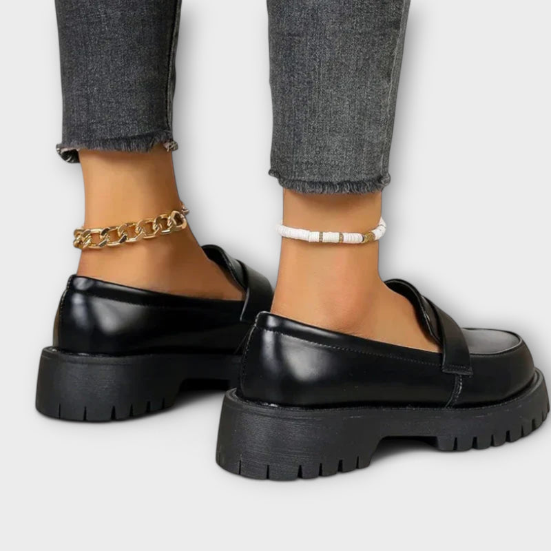 Damen Mokassin mit orthopädischem Design und Satinkeilen