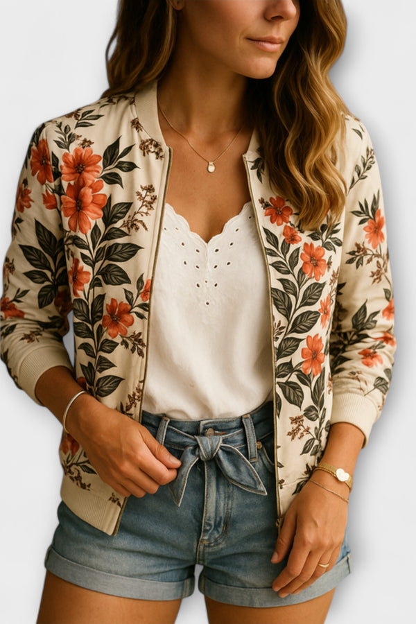 Kaelin - Stylische Bomberjacke mit Blumenmuster