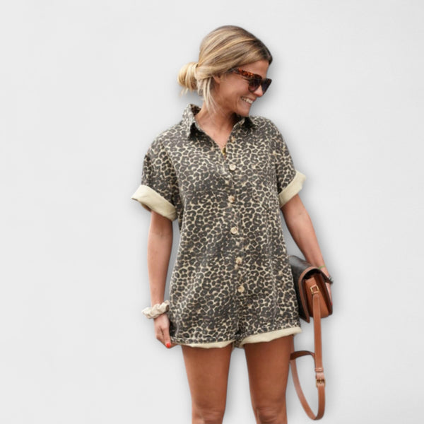 Nonette - Hemd-Jumpsuit mit Leopardenmuster