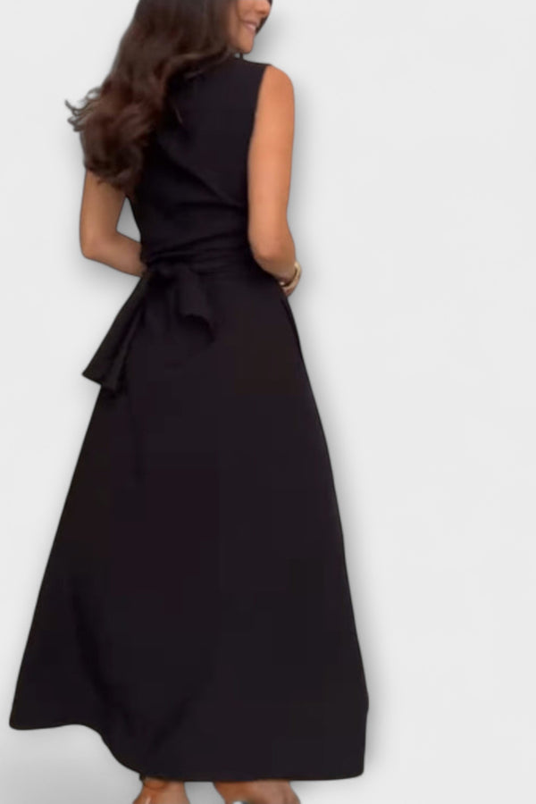 Mira - Auffälliges, einreihiges Midi-Kleid mit Bindedetail