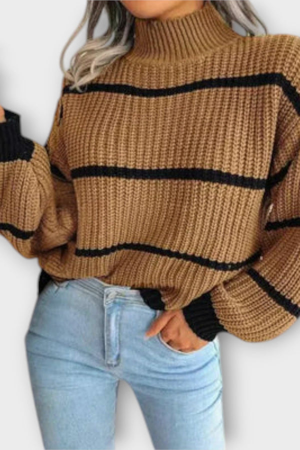 Chavala - Rollkragenpullover mit Streifen