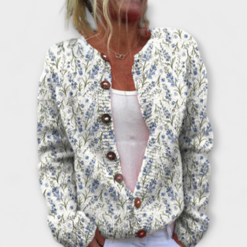 Mira – Blumen-Cardigan aus Wollmischung