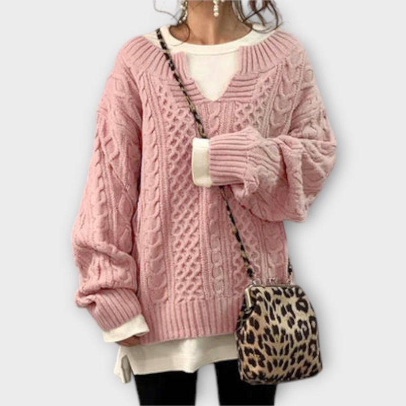 Lili - Übergroßer Strickpullover mit Zopfmuster