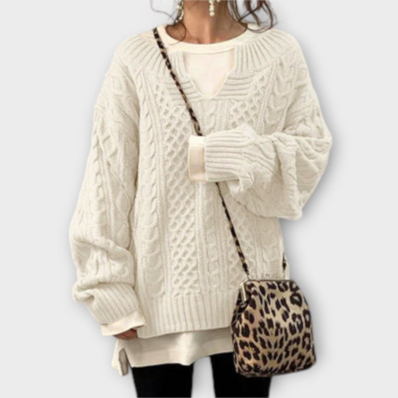 Lili - Übergroßer Strickpullover mit Zopfmuster