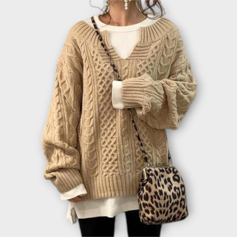 Lili - Übergroßer Strickpullover mit Zopfmuster