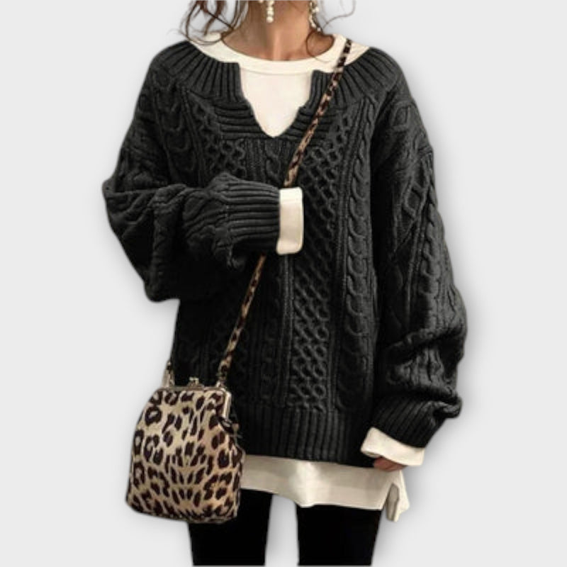 Lili - Übergroßer Strickpullover mit Zopfmuster