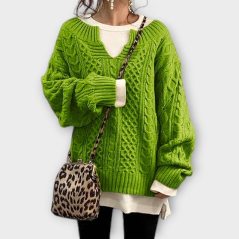 Lili - Übergroßer Strickpullover mit Zopfmuster
